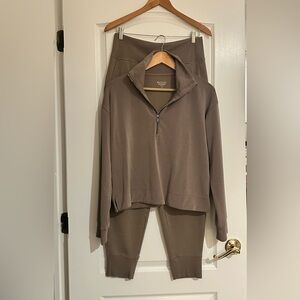 Athleta Taupe Knit Pullover and Pants Set